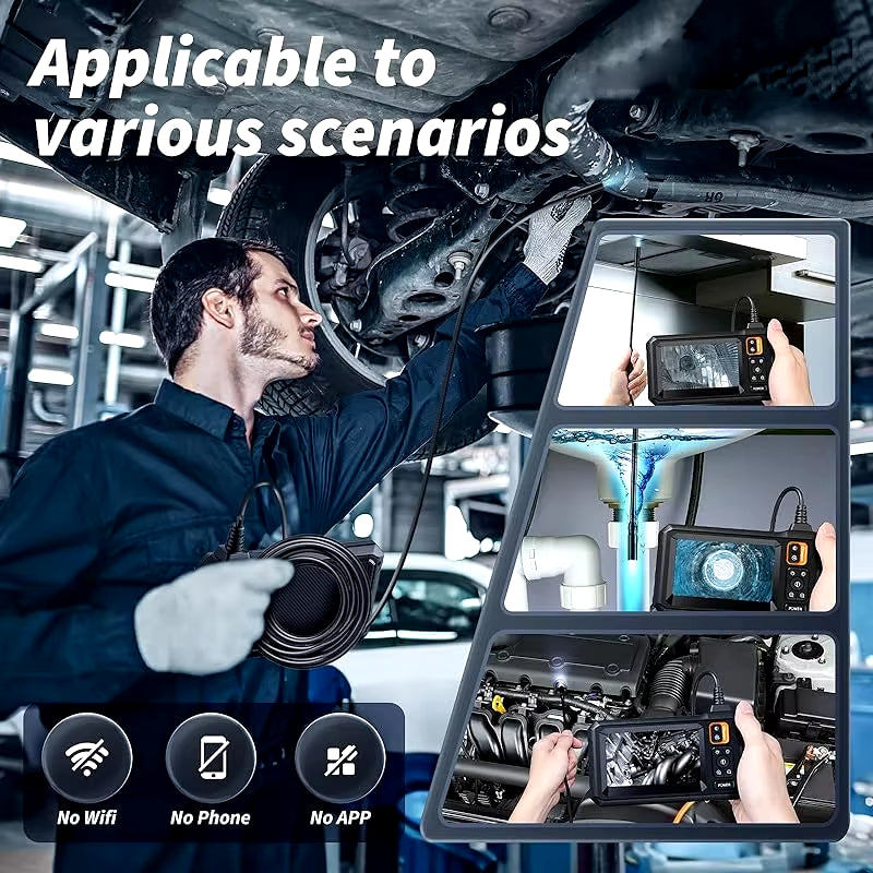 Industrial Endoscope Camera 8Mm HD1080P 4.3Inch IPS Screen 1080P Pipe Inspection Camera for Car Repair IP67 Waterproof 8 LEDS